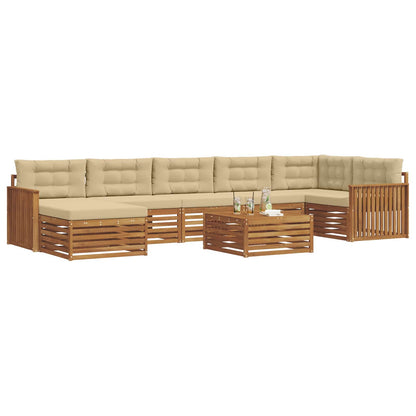 Set di divani da esterno con cuscino 8 pcs Naturale e Beige | homemem39
