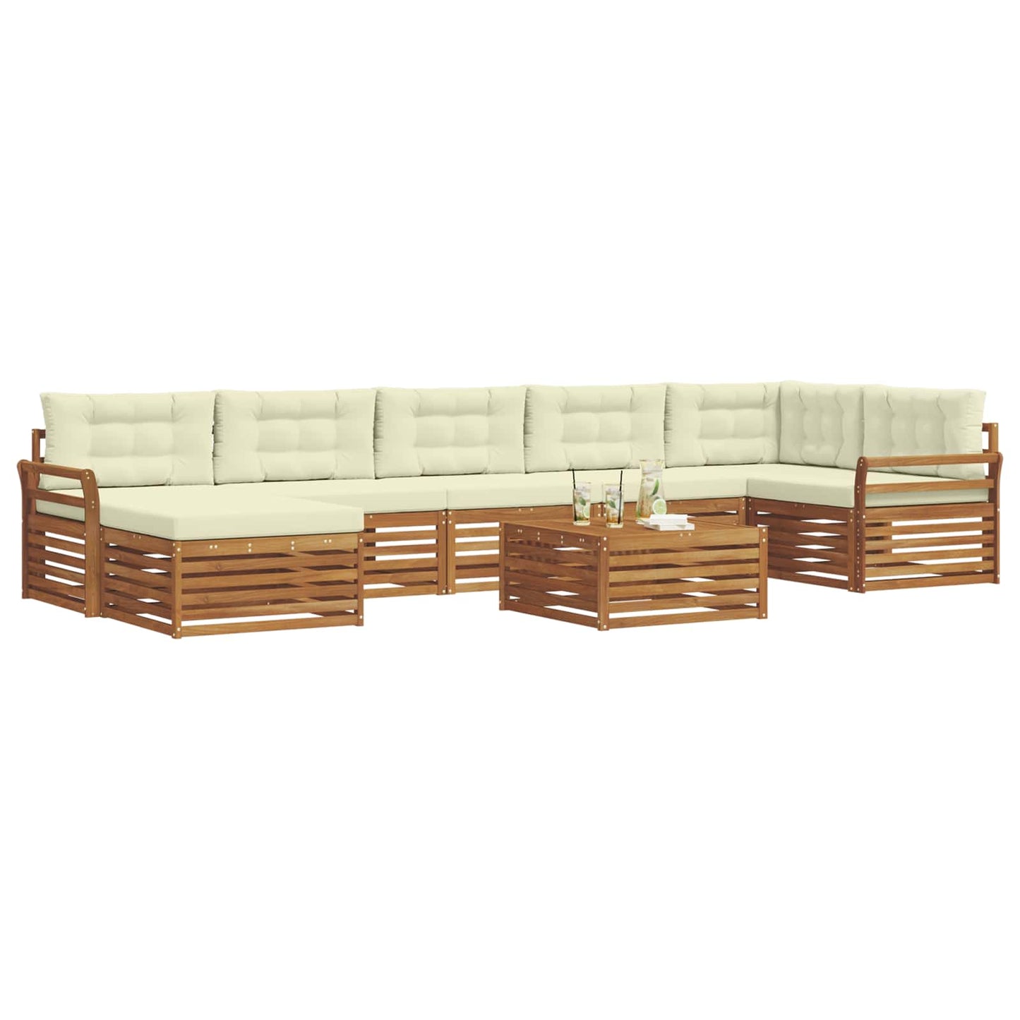 Set di divani da esterno con cuscino 8 pcs Naturale e Crema | homemem39