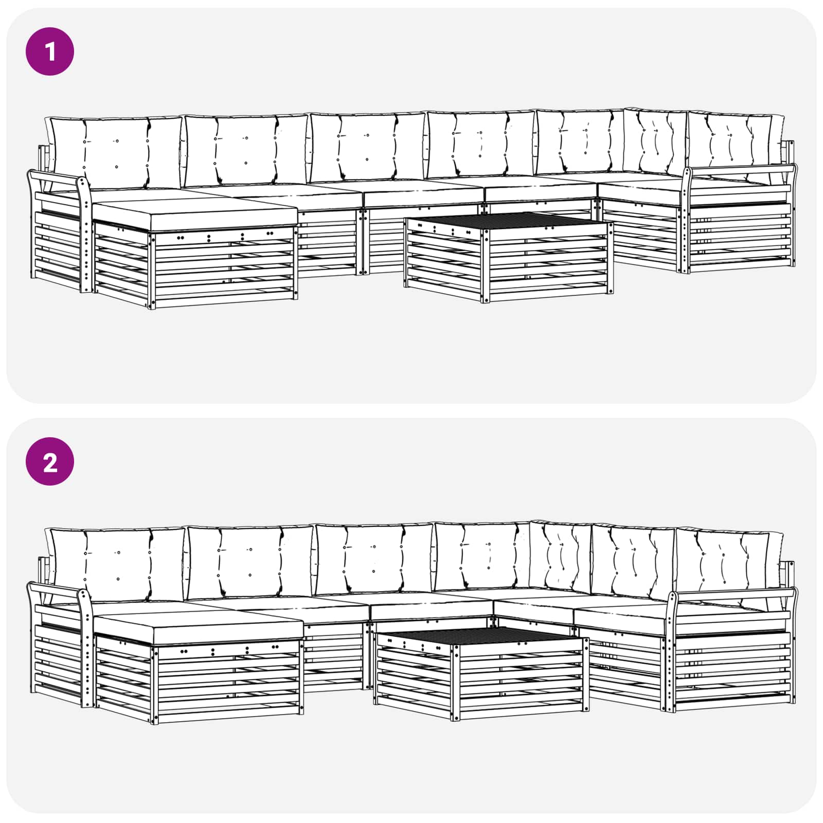 Set di divani da esterno con cuscino 8 pcs Naturale e Crema | homemem39