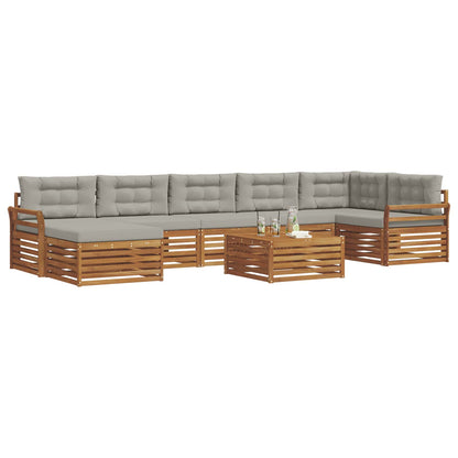 Set di divani da esterno 8 pcs Grigio Naturale e Chiaro | homemem39