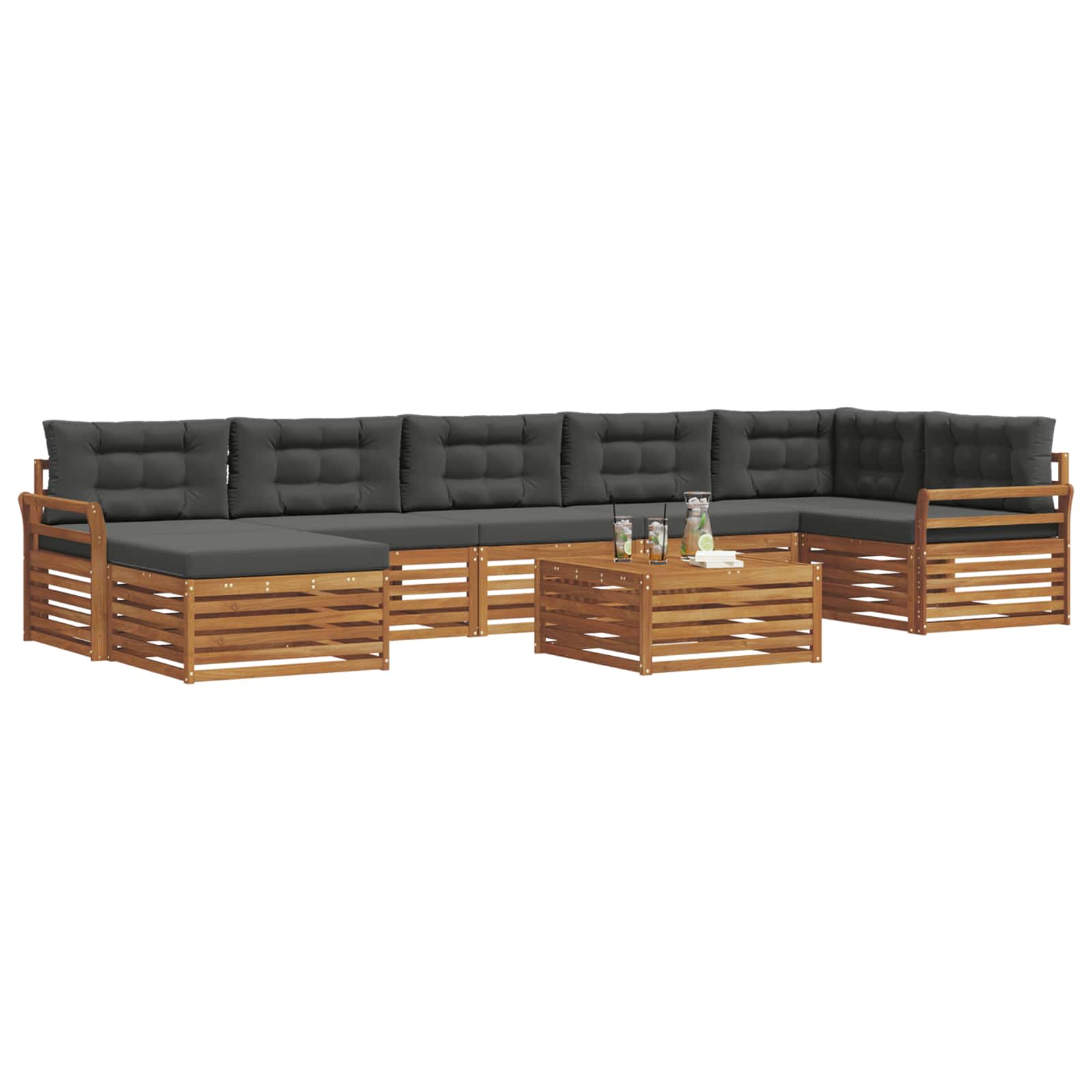 Set di divani da esterno con cuscino 8 pcs Naturale e Antracite | homemem39