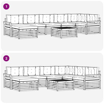 Set di divani da esterno con cuscino 8 pcs Naturale e Antracite | homemem39