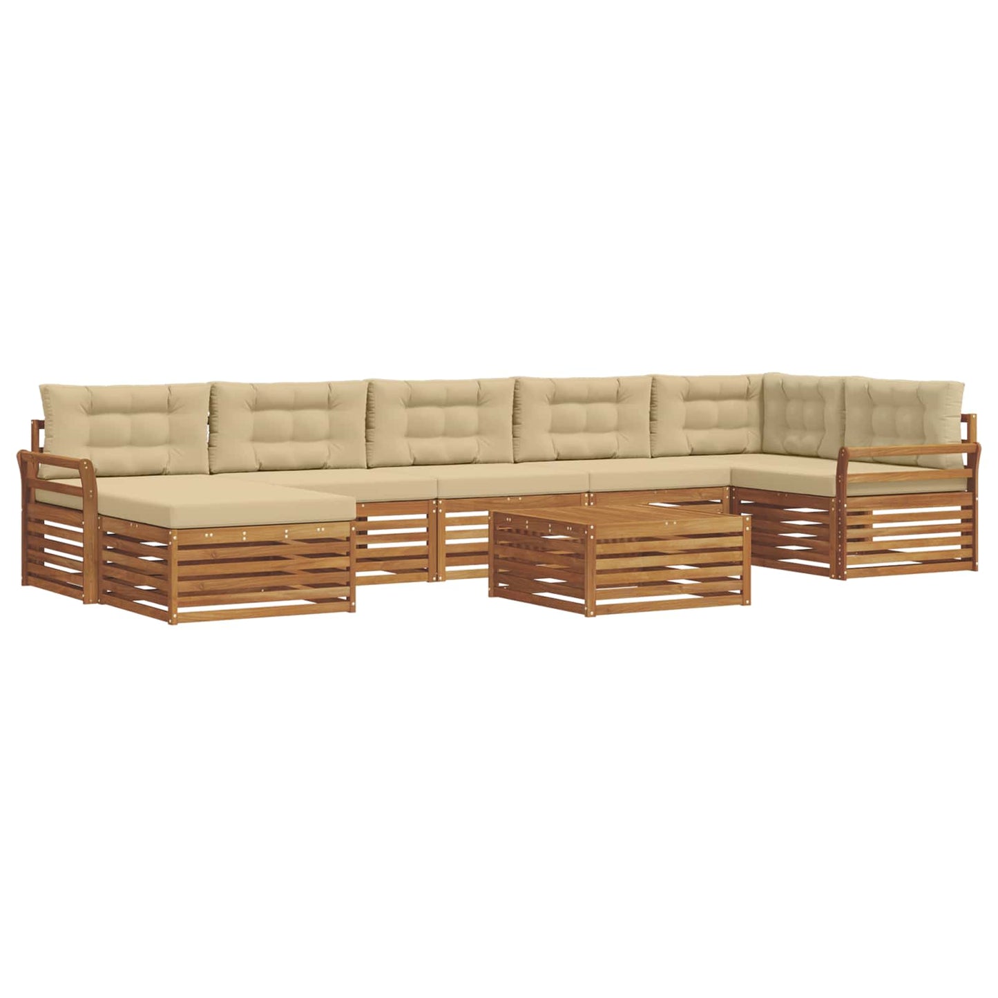 Set di divani da esterno con cuscino 8 pcs Naturale e Beige | homemem39