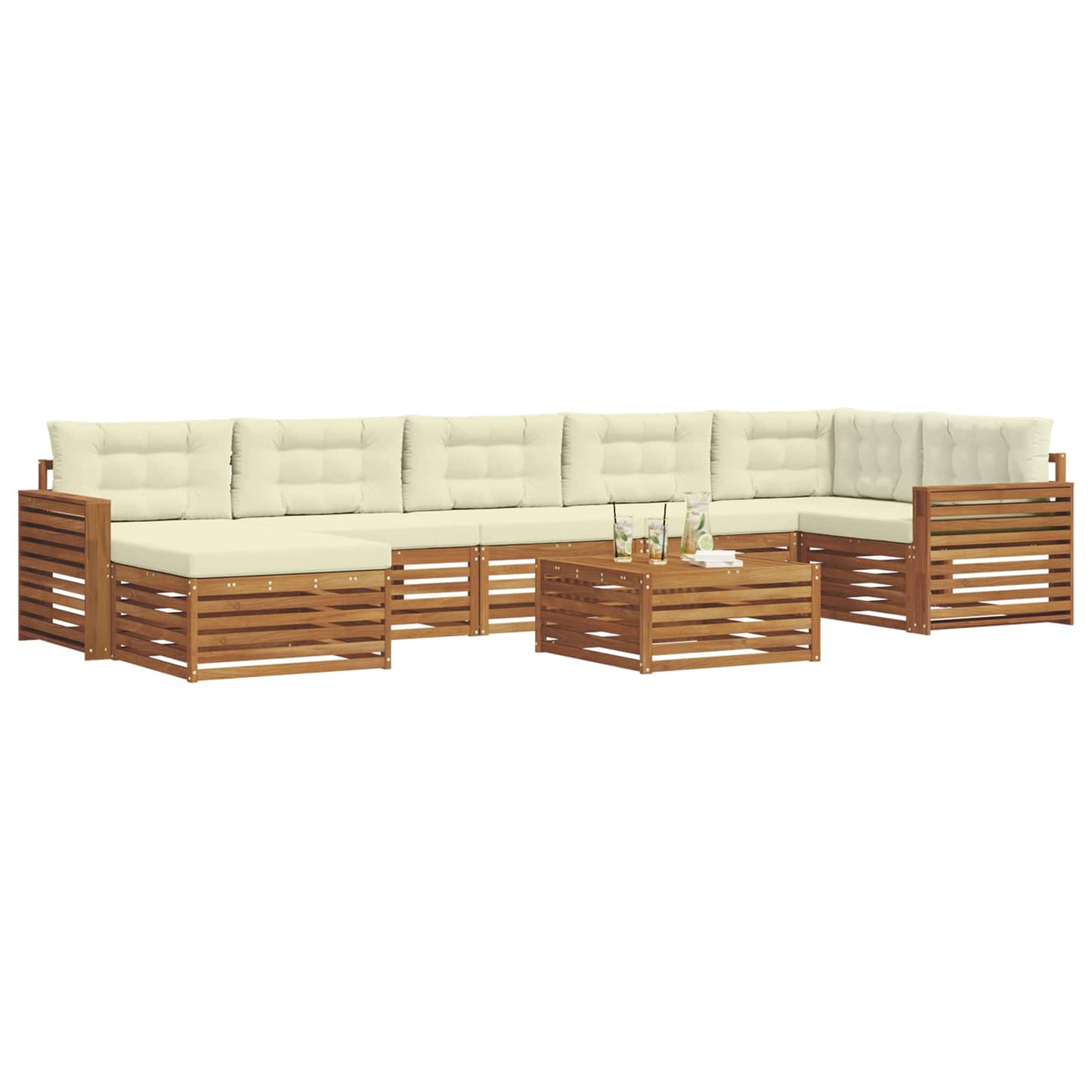 Set di divani da esterno 8 pz Naturale e Crema