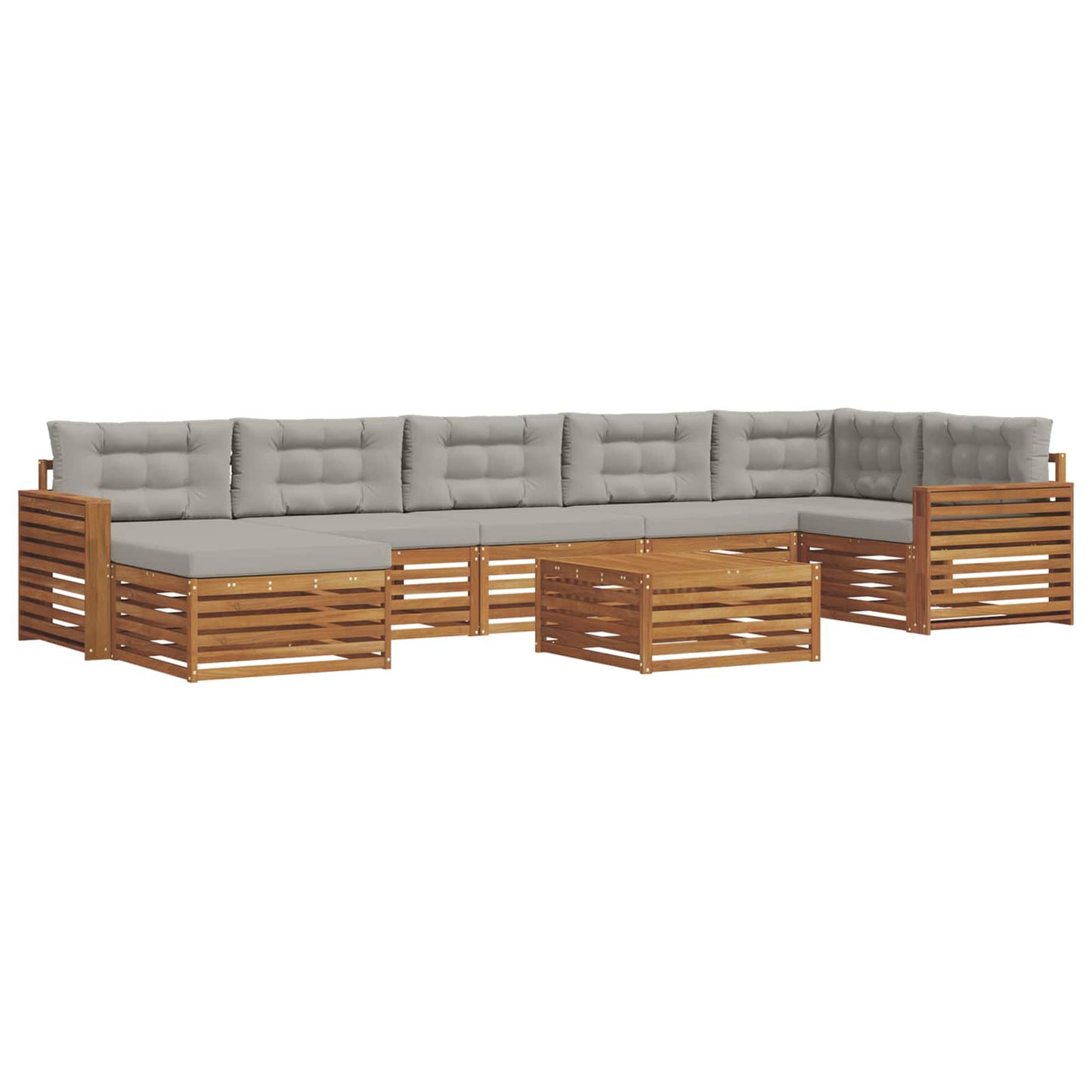 Set di divani da esterno 8 pcs Grigio Naturale e Chiaro