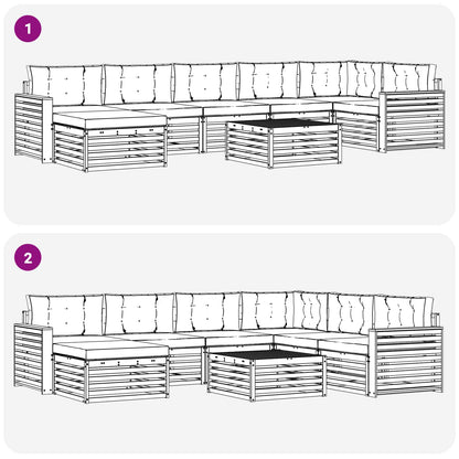 Set di divani da esterno con cuscino 8 pcs Naturale e Antracite | homemem39