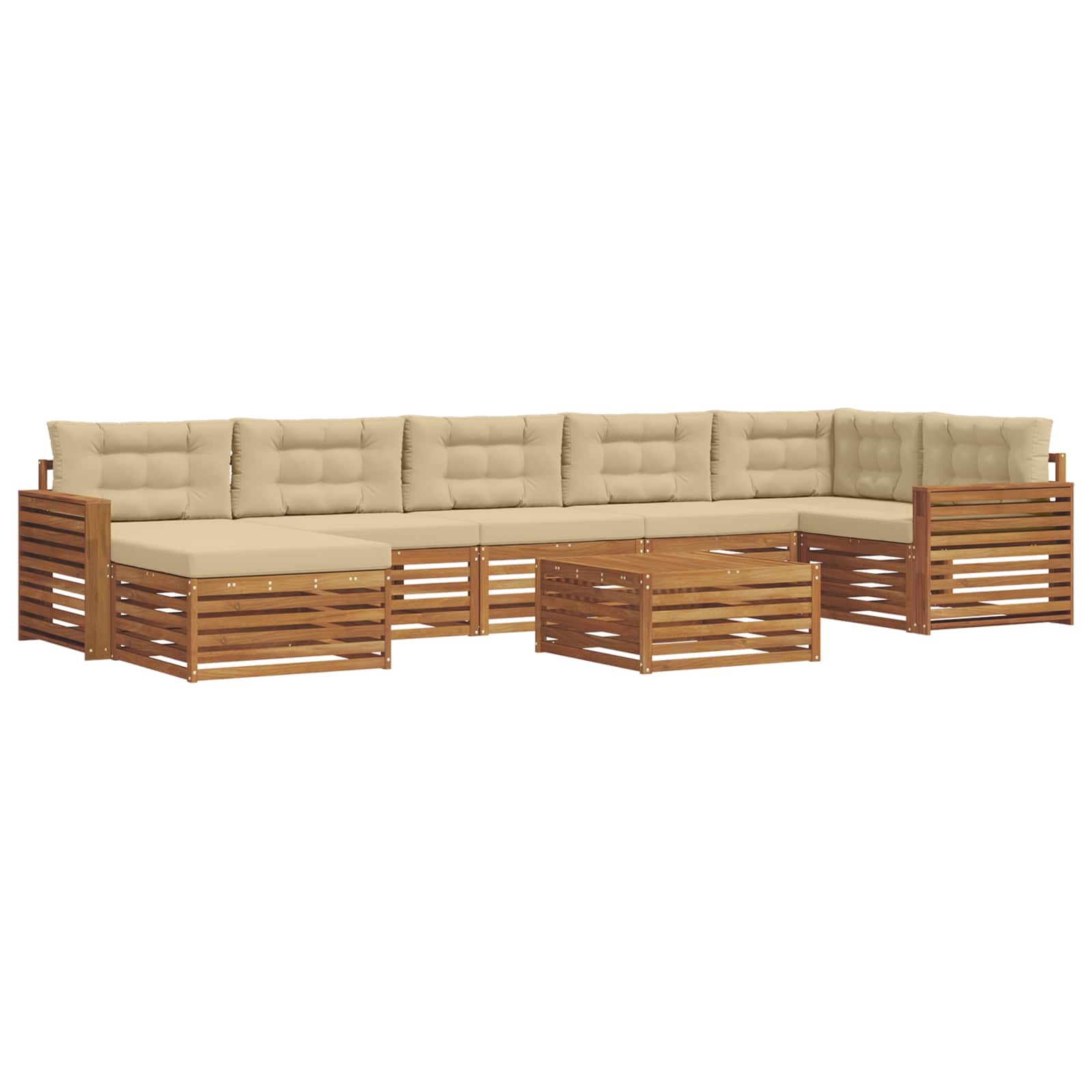 Set di divani da esterno con cuscino 8 pcs Naturale e Beige | homemem39