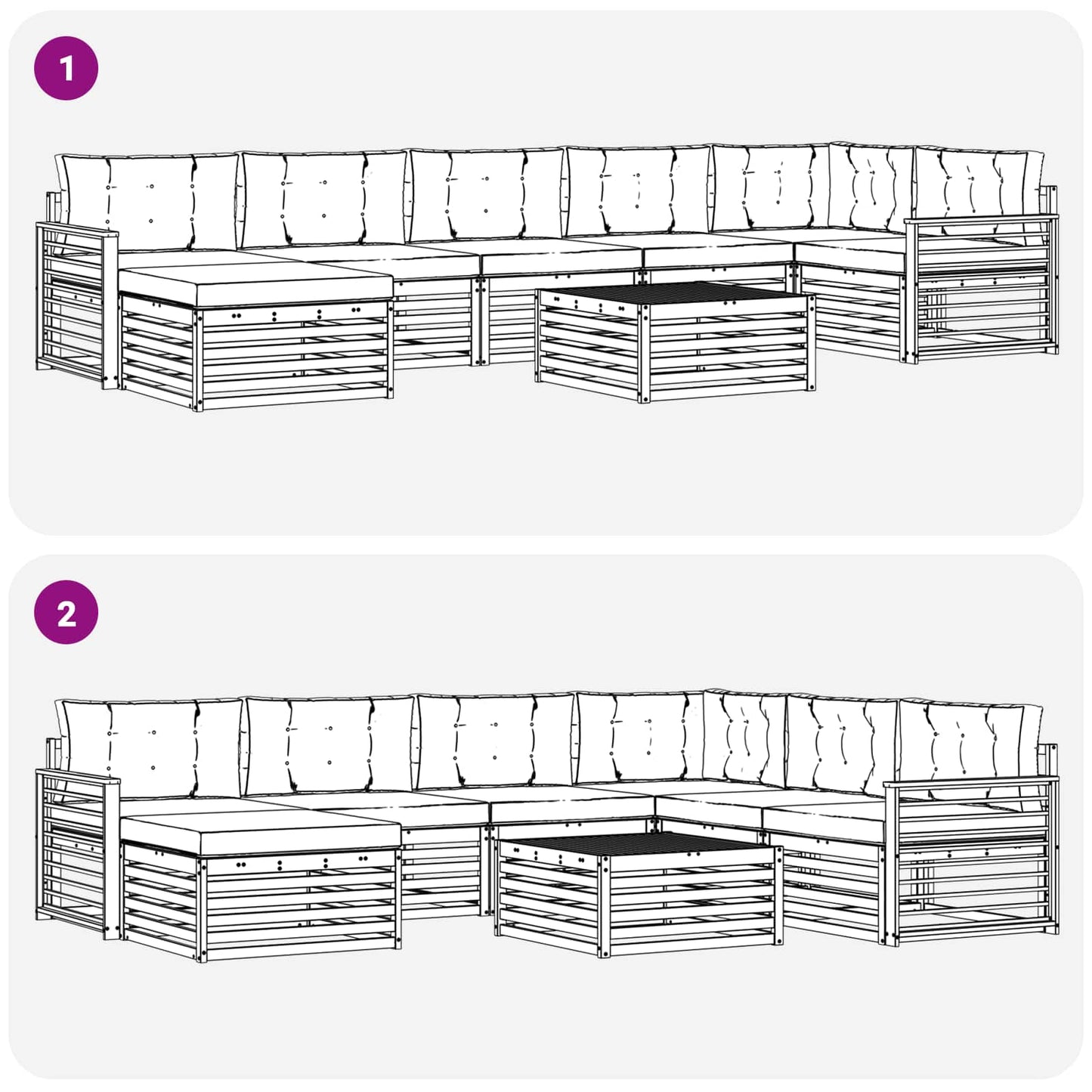 Set di divani da esterno con cuscino 8 pcs Naturale e Crema | homemem39