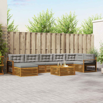 Set di divani da esterno 8 pcs Grigio Naturale e Chiaro