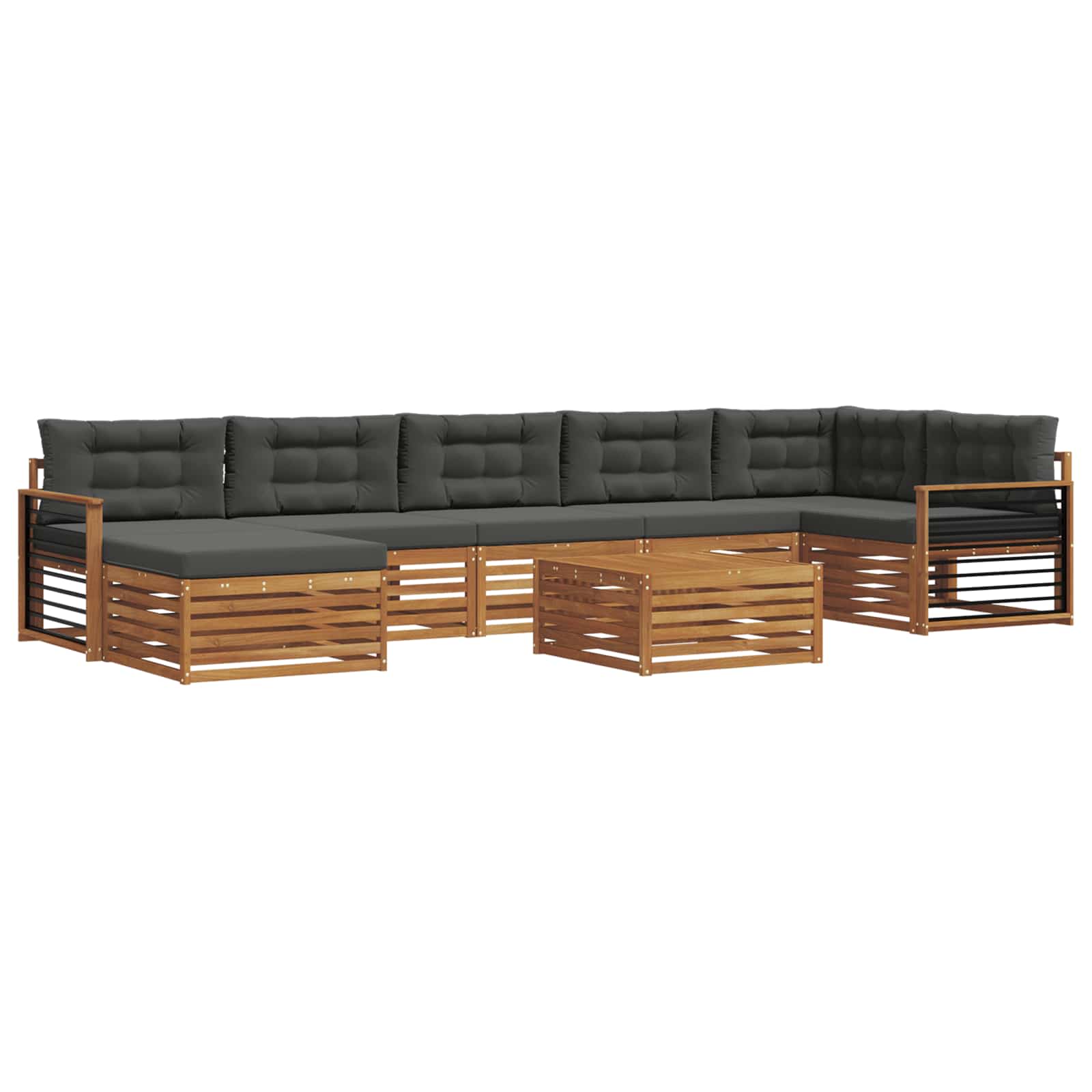 Set di divani da esterno con cuscino 8 pcs Naturale e Antracite | homemem39