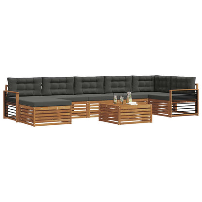 Set di divani da esterno con cuscino 8 pcs Naturale e Antracite | homemem39