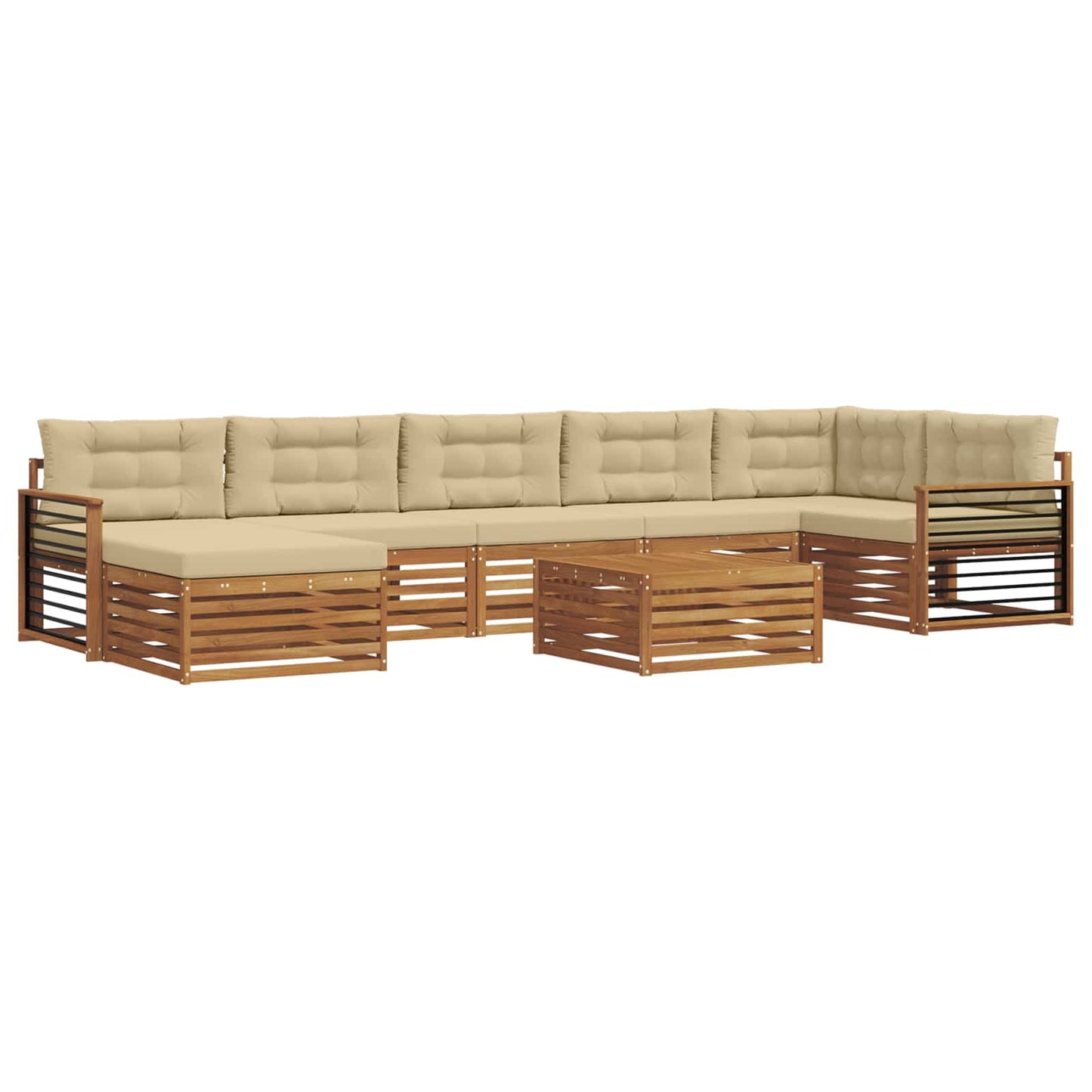 Set di divani da esterno con cuscino 8 pcs Naturale e Beige | homemem39
