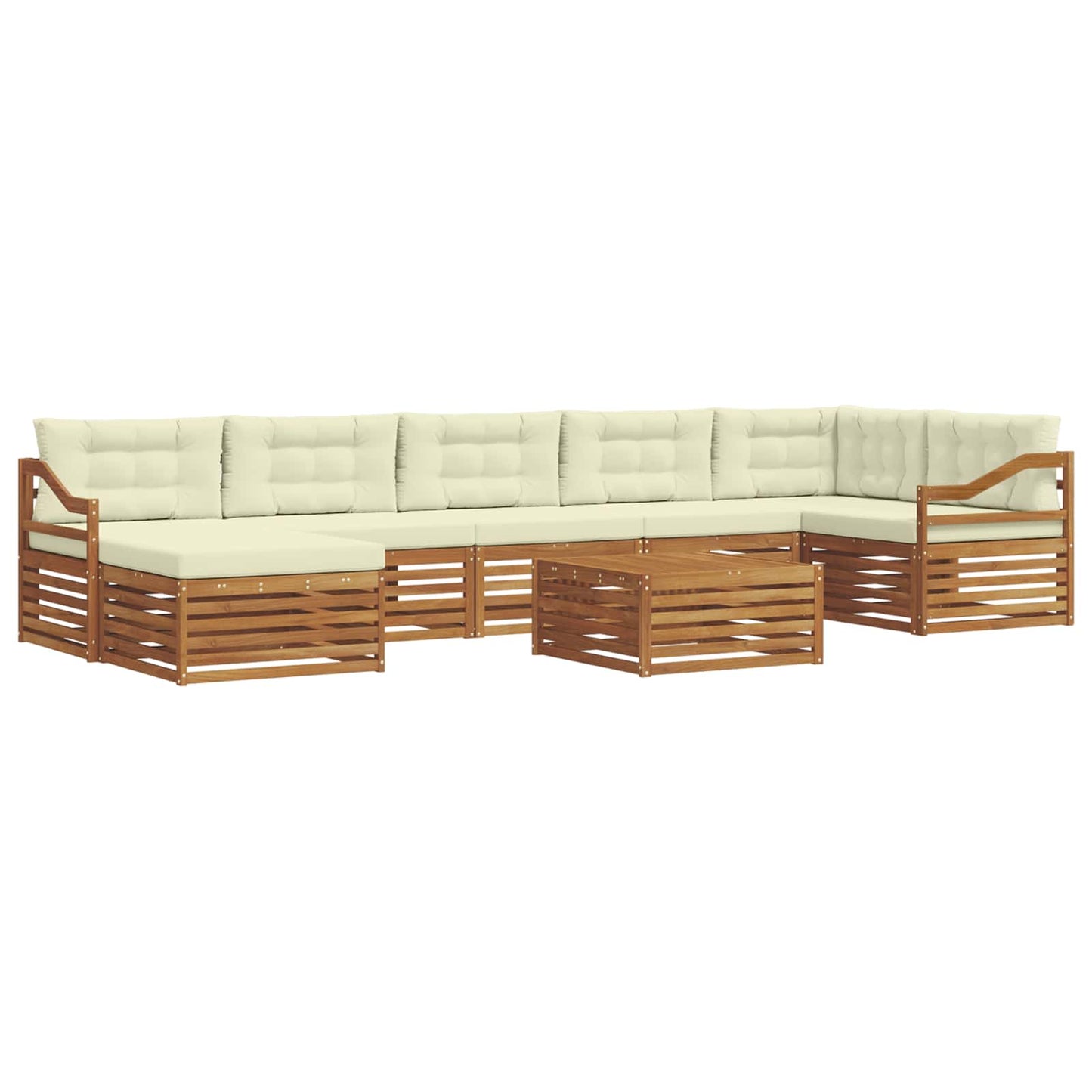Set di divani da esterno con cuscino 8 pcs Naturale e Crema | homemem39