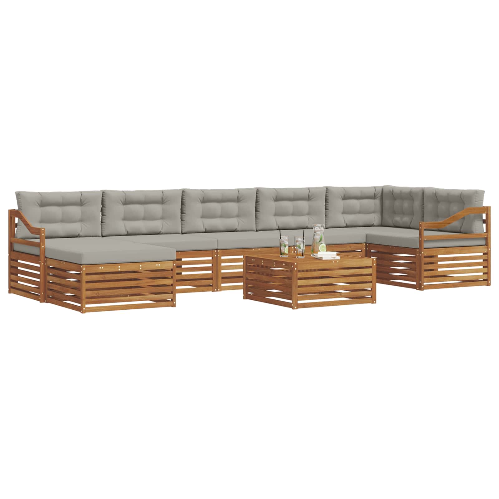 Set di divani da esterno 8 pcs Grigio Naturale e Chiaro | homemem39