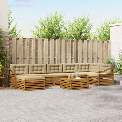 Set di divani da esterno con cuscino 8 pcs Naturale e Beige | homemem39