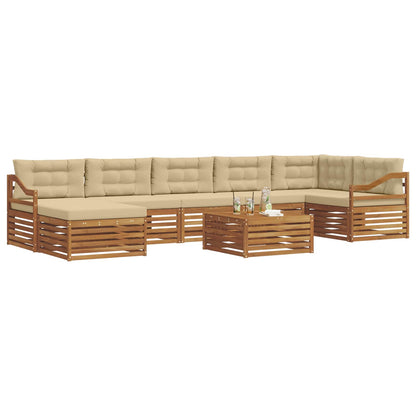 Set di divani da esterno con cuscino 8 pcs Naturale e Beige | homemem39