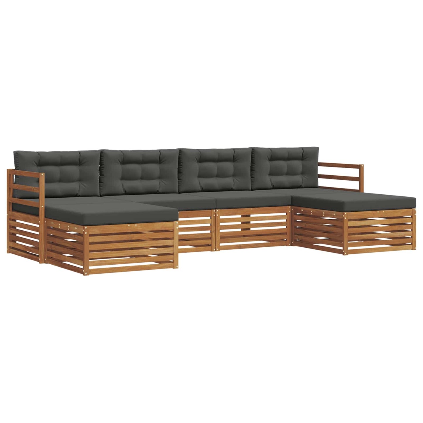 Set divani 6 pcs Naturale e Antracite Legno di Acacia Massello
