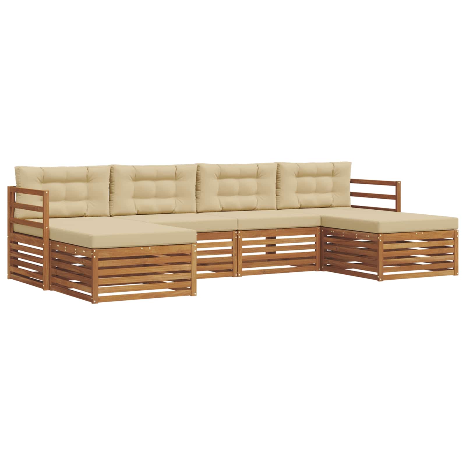 Set divani 6 pcs Naturale e Beige Legno di Acacia Massello | homemem39