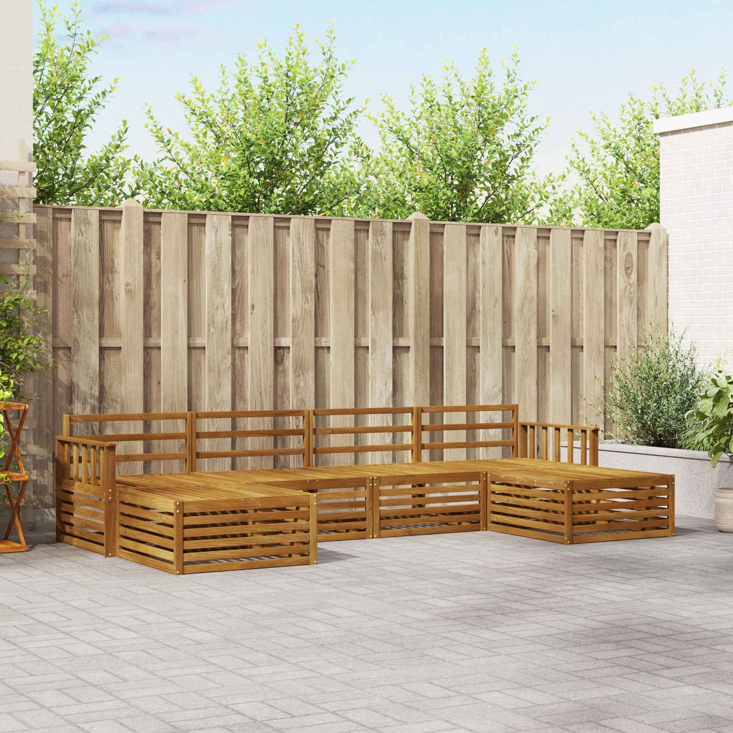Set divani 6 pcs Naturale Legno di Acacia Massello