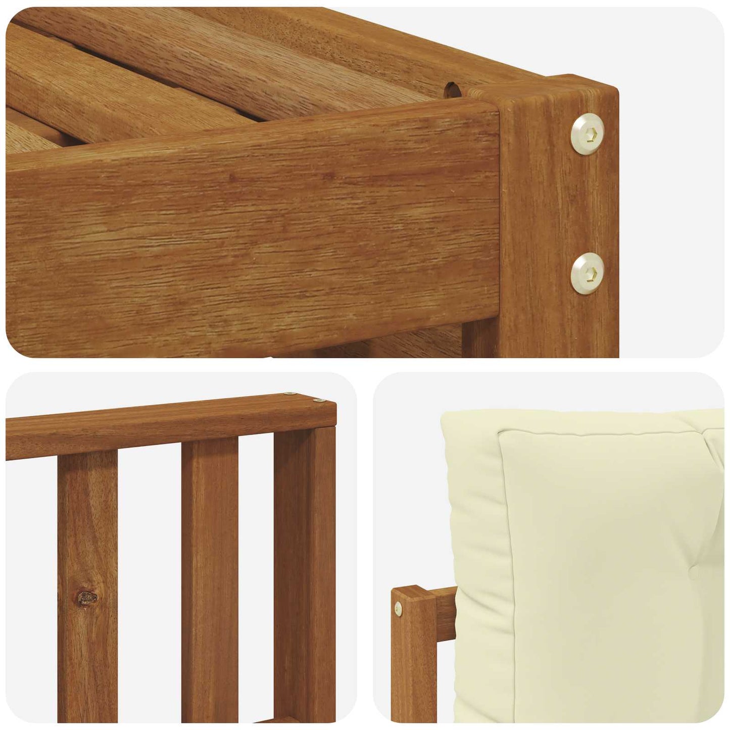Set divani 6 pcs Naturale e Crema Legno di Acacia Massello | homemem39