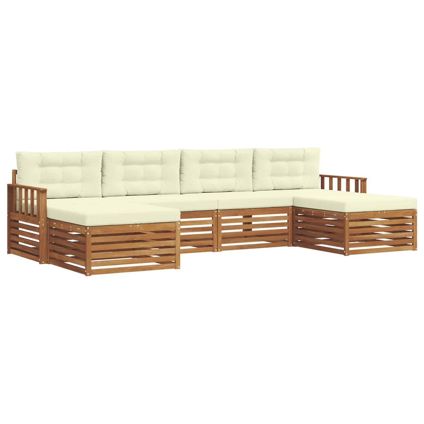 Set divani 6 pcs Naturale e Crema Legno di Acacia Massello | homemem39