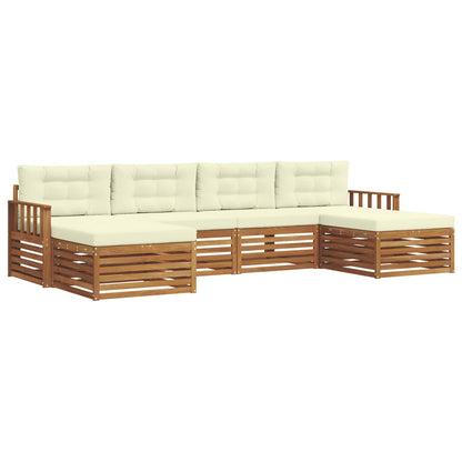 Set divani 6 pcs Naturale e Crema Legno di Acacia Massello | homemem39