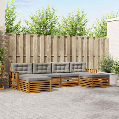 Set divani con cuscino 6 pcs Grigio Naturale e Chiaro