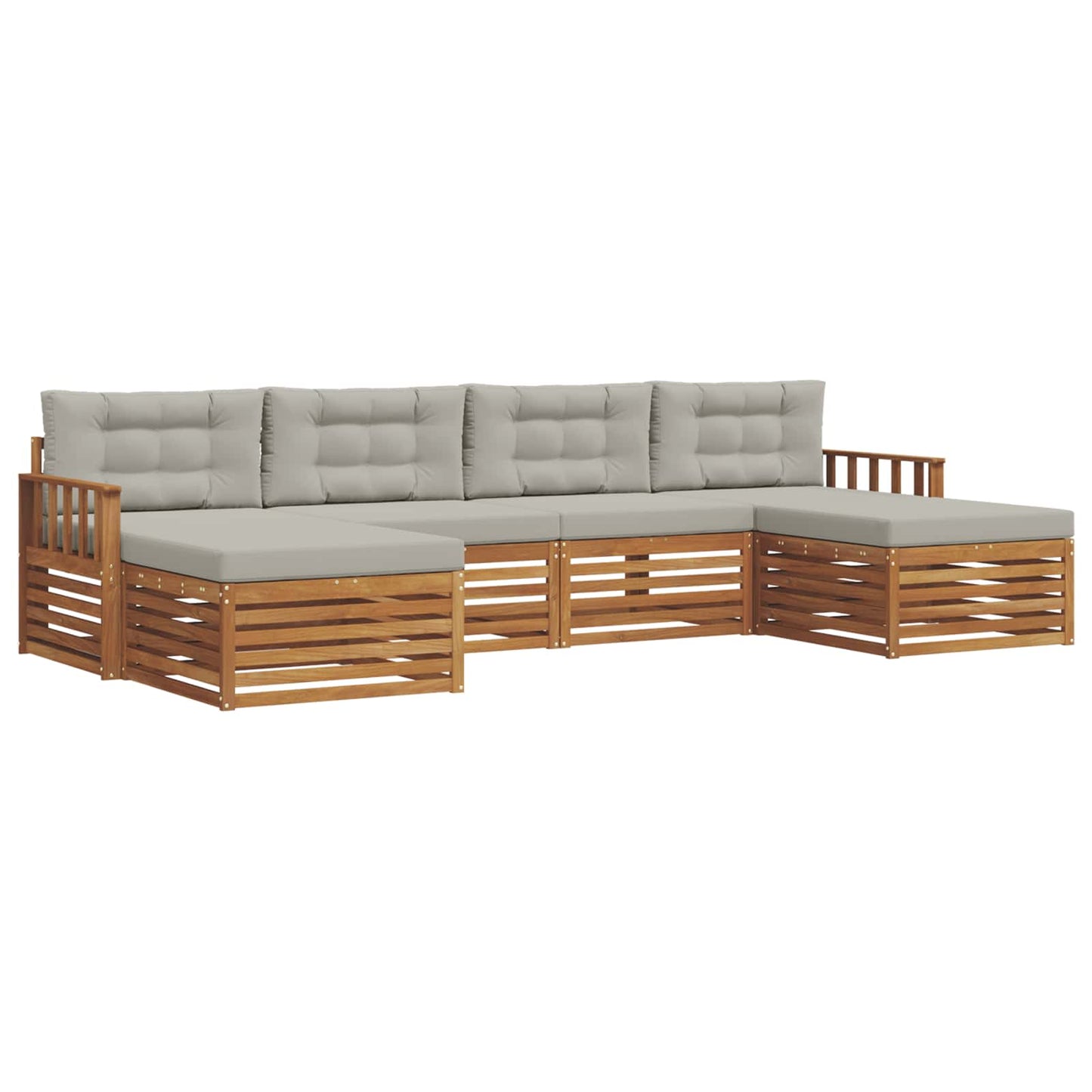 Set divani con cuscino 6 pcs Grigio Naturale e Chiaro | homemem39