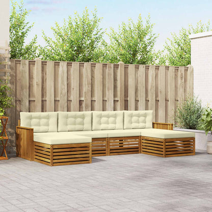 Set divani 6 pcs Naturale e Crema Legno di Acacia Massello