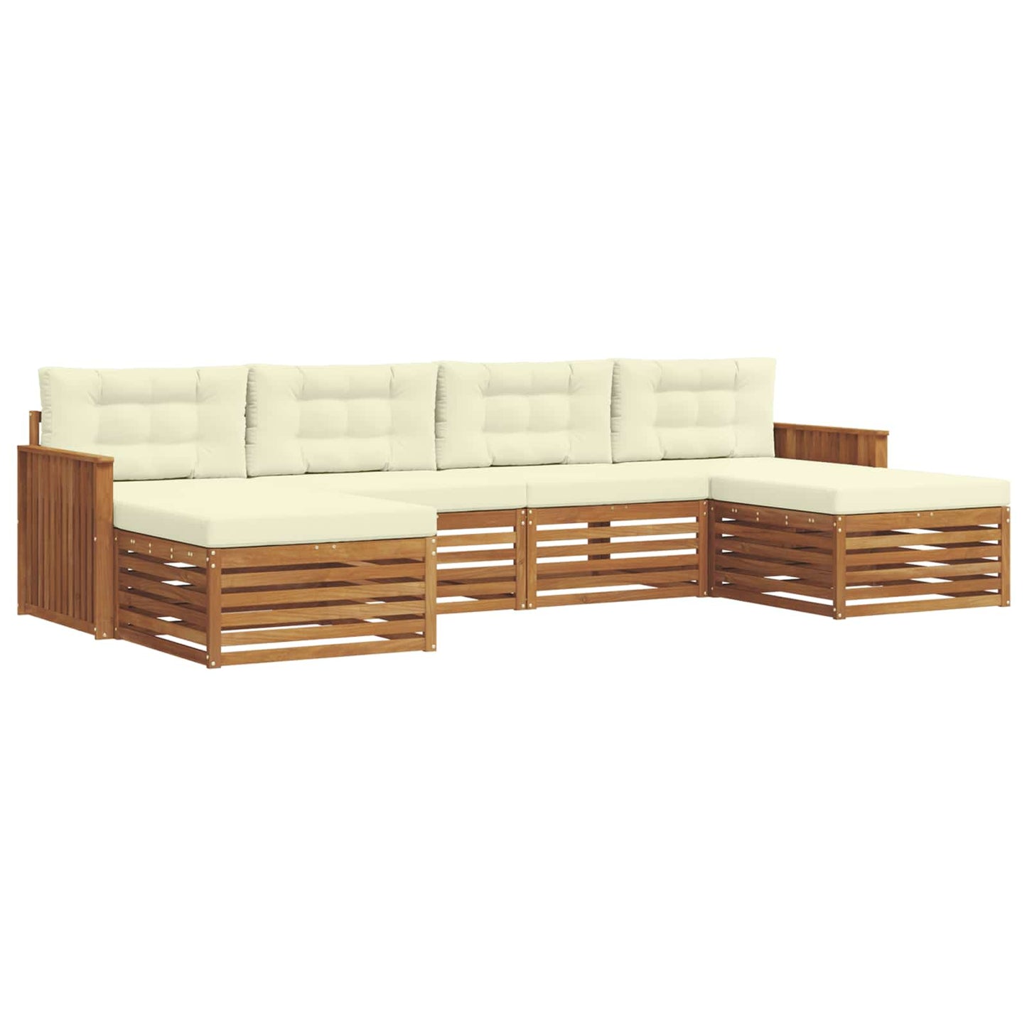 Set divani 6 pcs Naturale e Crema Legno di Acacia Massello