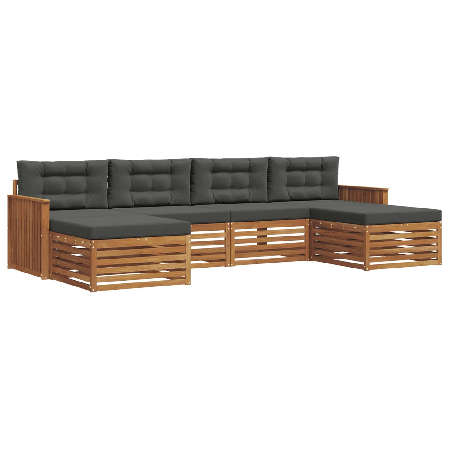 Set divani 6 pcs Naturale e Antracite Legno di Acacia Massello | homemem39