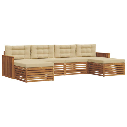 Set divani 6 pcs Naturale e Beige Legno di Acacia Massello | homemem39