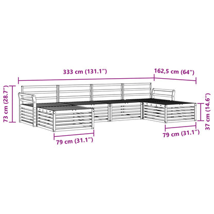 Set divani 6 pcs Naturale Legno di Acacia Massello | homemem39