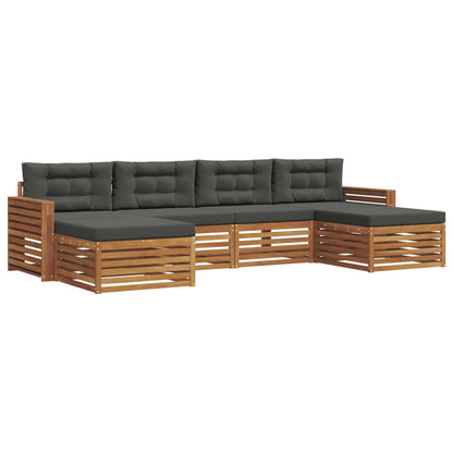 Set divani 6 pcs Naturale e Antracite Legno di Acacia Massello | homemem39
