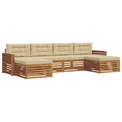 Set divani 6 pcs Naturale e Beige Legno di Acacia Massello | homemem39