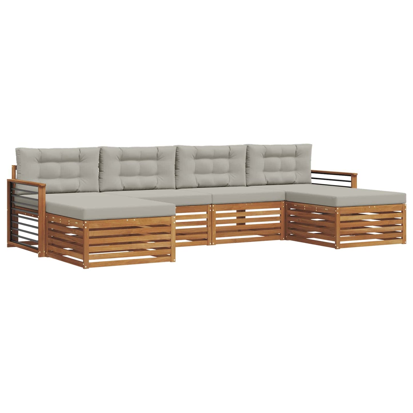 Set divani con cuscino 6 pcs Grigio Naturale e Chiaro | homemem39