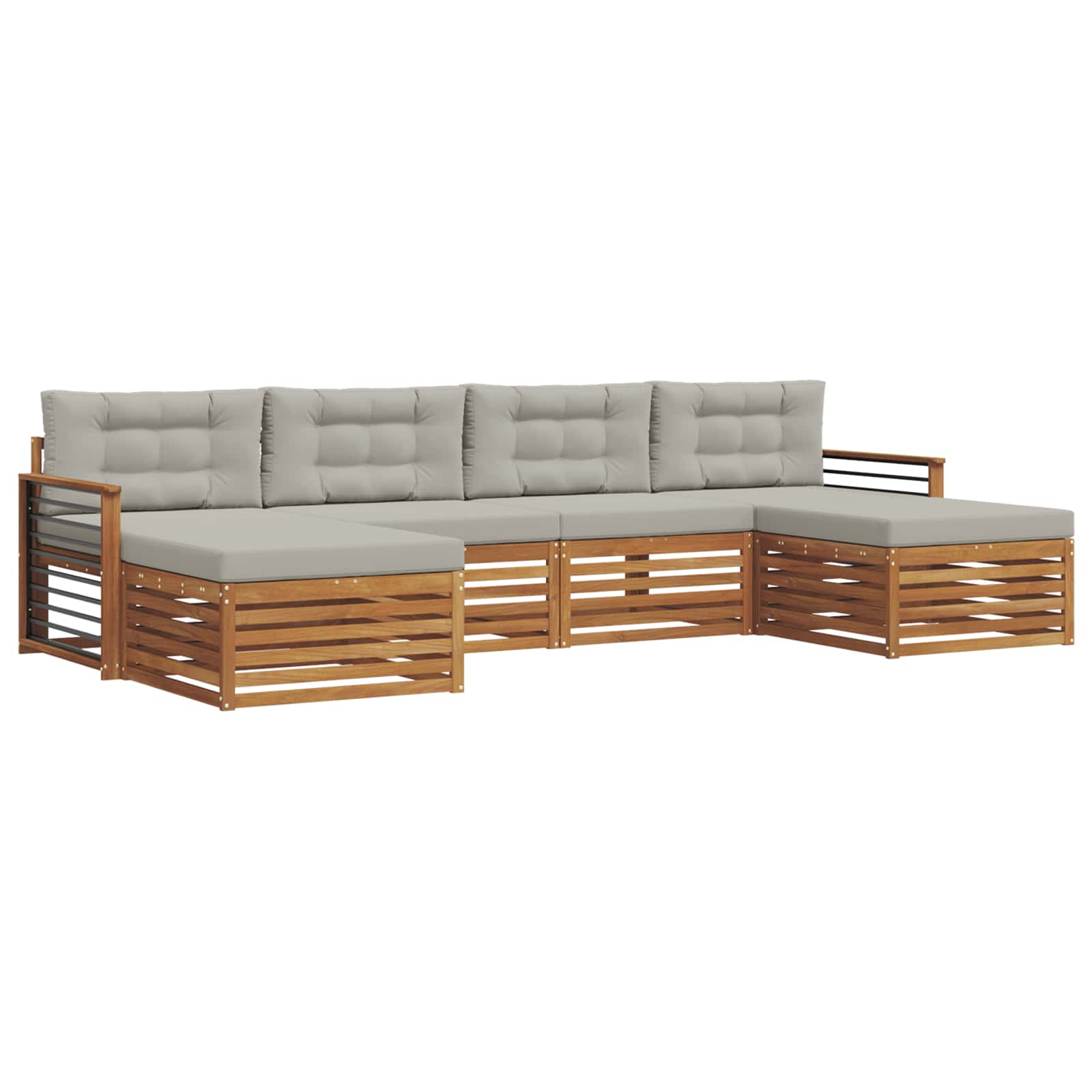 Set divani con cuscino 6 pcs Grigio Naturale e Chiaro | homemem39