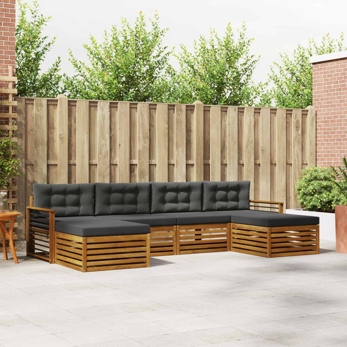 Set divani 6 pcs Naturale e Antracite Legno di Acacia Massello | homemem39
