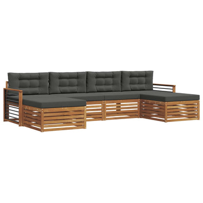 Set divani 6 pcs Naturale e Antracite Legno di Acacia Massello | homemem39