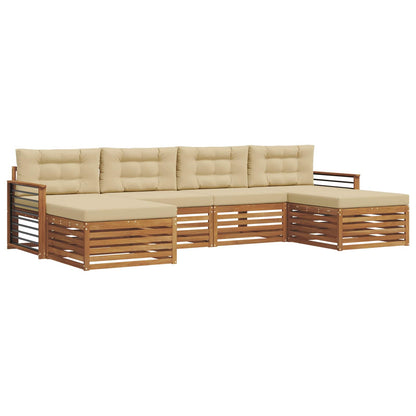 Set divani 6 pcs Naturale e Beige Legno di Acacia Massello | homemem39