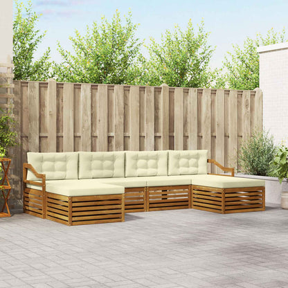 Set divani 6 pcs Naturale e Crema Legno di Acacia Massello | homemem39