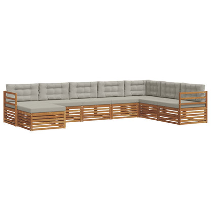 Set di divani da esterno 8 pcs Grigio Naturale e Chiaro