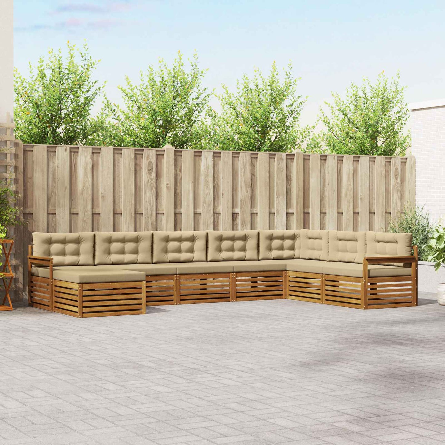 Set di divani da esterno con cuscino 8 pcs Naturale e Beige | homemem39
