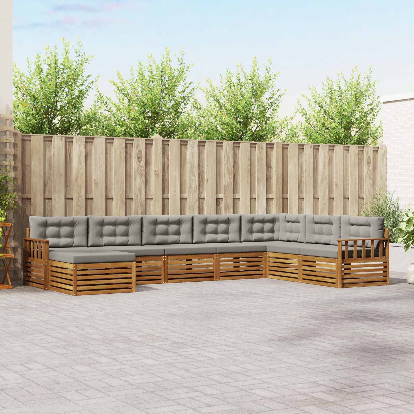 Set di divani da esterno 8 pcs Grigio Naturale e Chiaro
