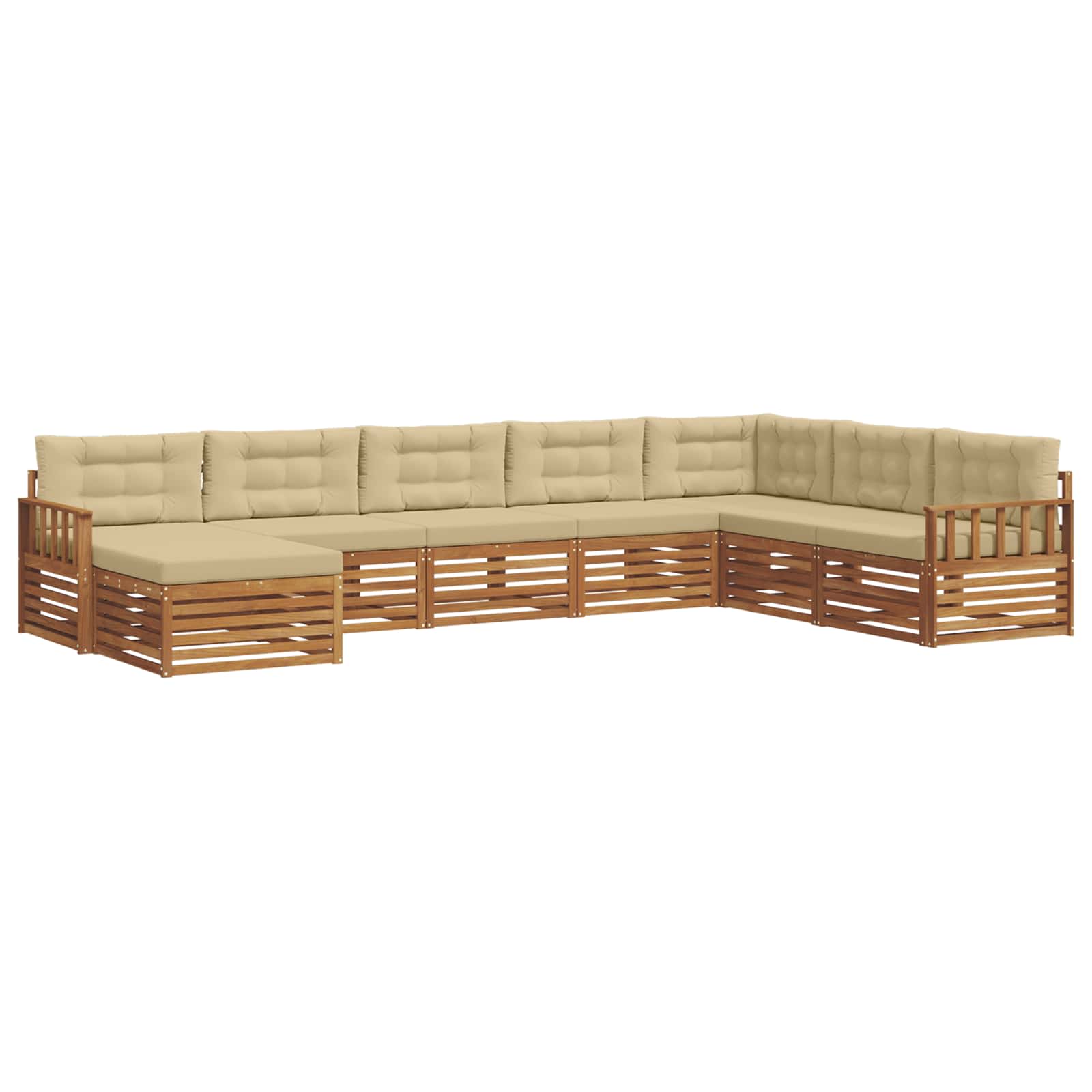 Set di divani da esterno con cuscino 8 pcs Naturale e Beige | homemem39