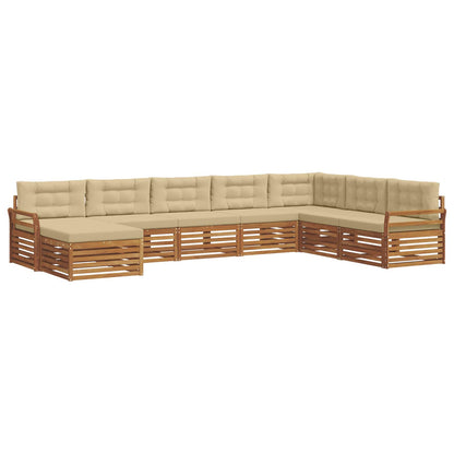 Set di divani da esterno con cuscino 8 pcs Naturale e Beige | homemem39