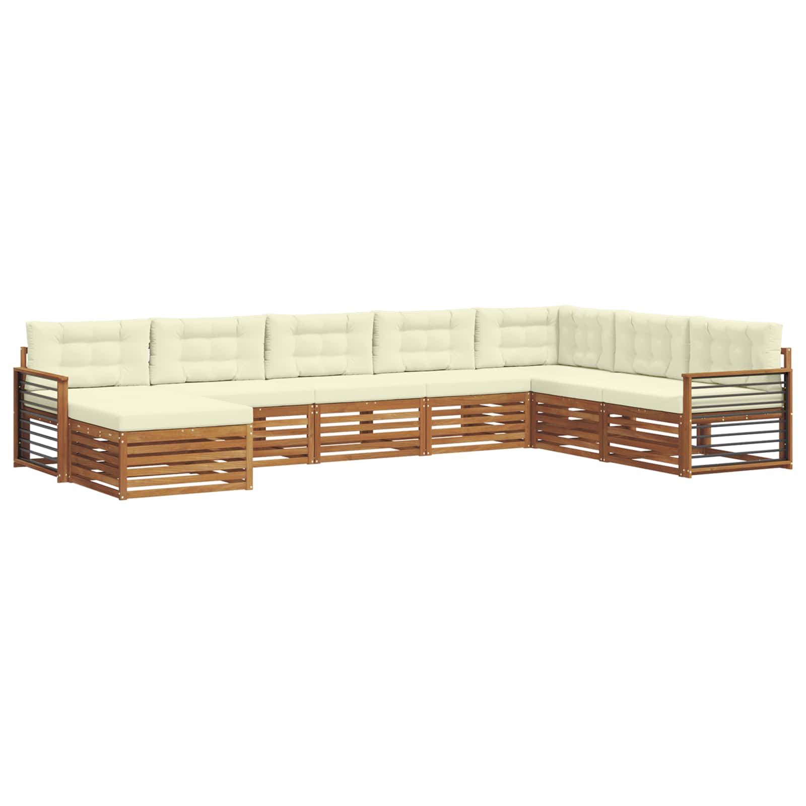Set di divani da esterno con cuscino 8 pcs Naturale e Crema | homemem39