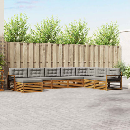Set di divani da esterno 8 pcs Grigio Naturale e Chiaro | homemem39