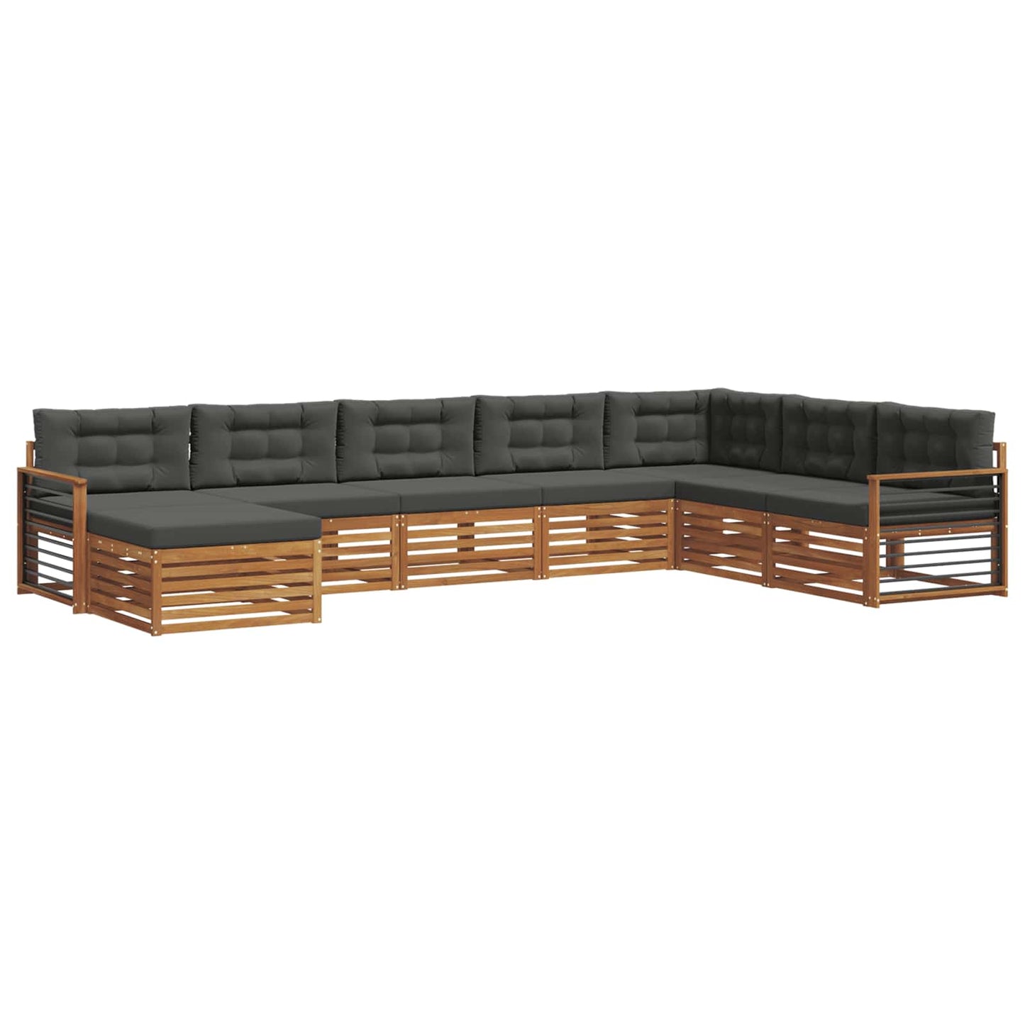 Set di divani da esterno con cuscino 8 pcs Naturale e Antracite