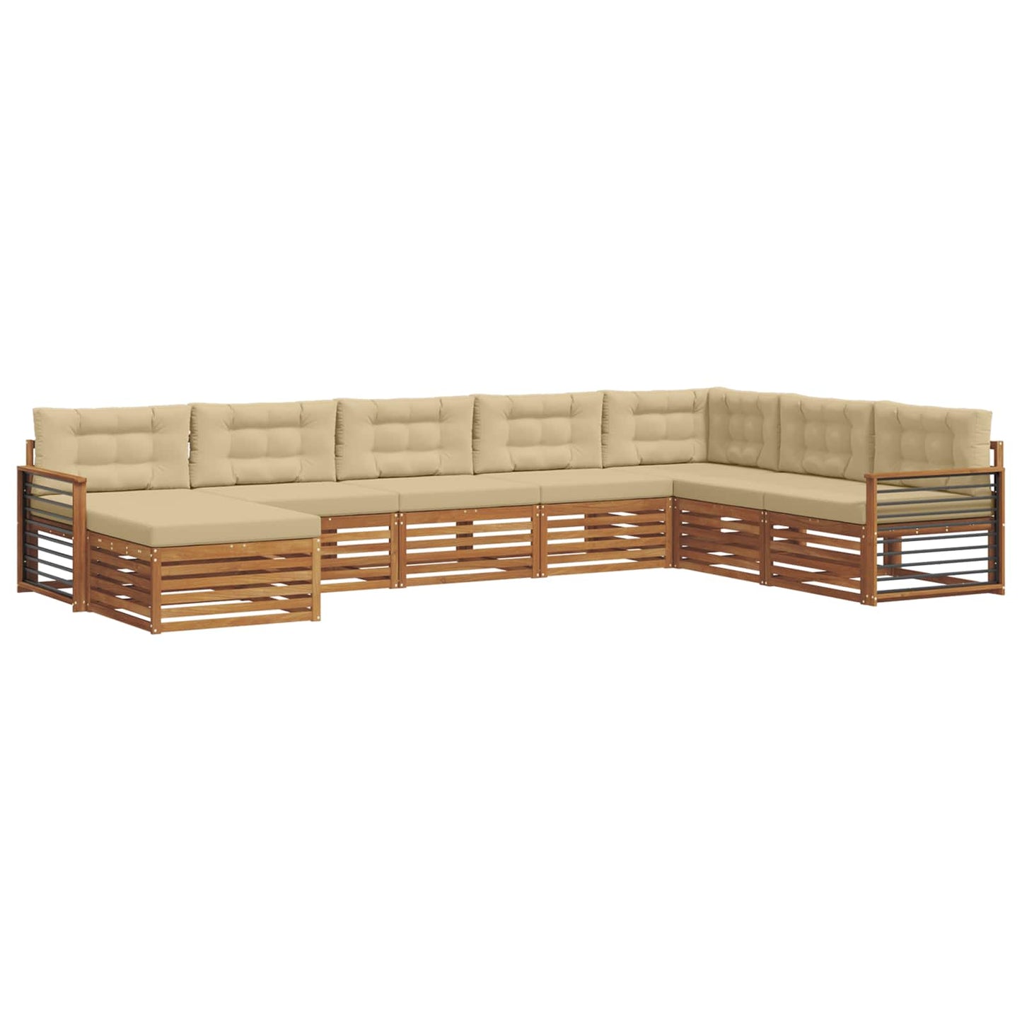 Set di divani da esterno con cuscino 8 pcs Naturale e Beige